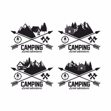 Set of logos for the camp Stock Illustration