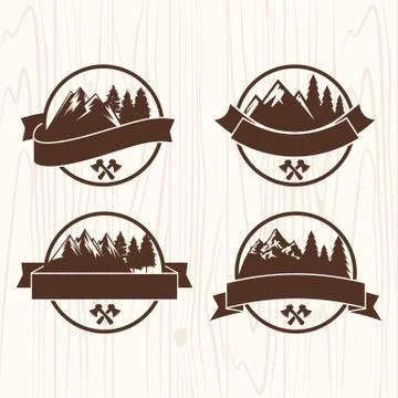 Set of logos of camps Stock Illustration