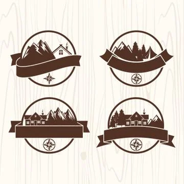 Set of logos of camps Stock Illustration