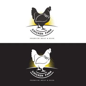 Set of logos with chicken 스톡 일러스트