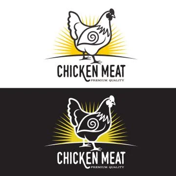 Set of logos with chicken Illustrazione stock