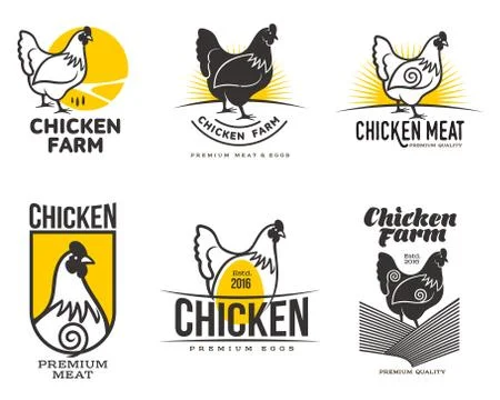 Set of logos with chicken Stock Illustration