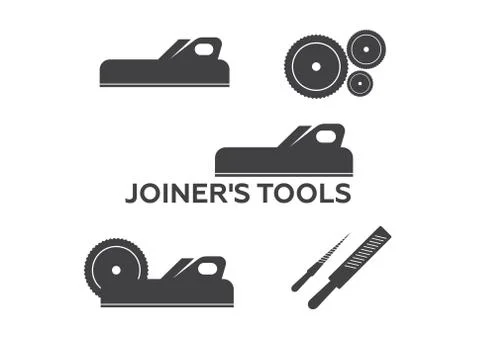 A set of logos, emblems of joiner's tools . Joiner tools Stock Illustration