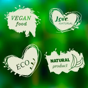 Set of logos, icons, design elements. Natural food, organic food, veggie food Stock Illustration