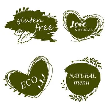 Set of logos, icons, design elements. Natural food, organic food, veggie food Illustrazione stock