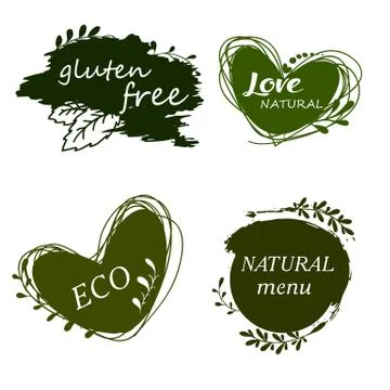 Set of logos, icons, design elements. Natural food, organic food, veggie food Stock Illustration