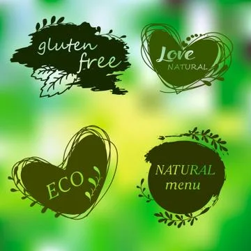 Set of logos, icons, design elements. Natural food, organic food, veggie food 스톡 일러스트