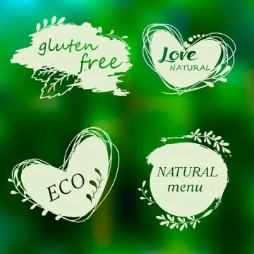 Set of logos, icons, design elements. Natural food, organic food, veggie food Stock Illustration
