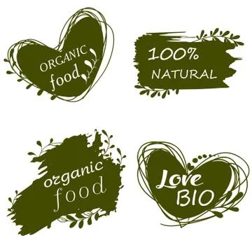 Set of logos, icons, design elements. Natural food, organic food, veggie food 스톡 일러스트