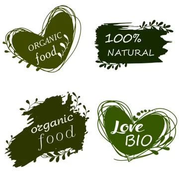 Set of logos, icons, design elements. Natural food, organic food, veggie food Stock Illustration