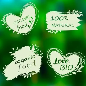 Set of logos, icons, design elements. Natural food, organic food, veggie food Stockillustratie