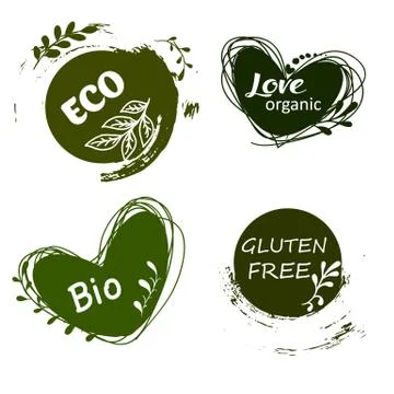 Set of logos, icons, design elements. Natural food, organic food, veggie food Stock Illustration