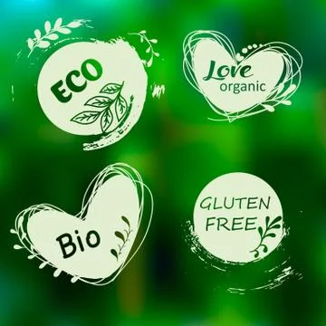 Set of logos, icons, design elements. Natural food, organic food, veggie food Stockillustratie