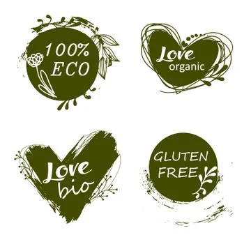 Set of logos, icons, design elements. Natural food, organic food, veggie food 스톡 일러스트