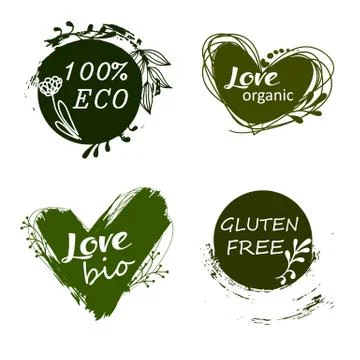 Set of logos, icons, design elements. Natural food, organic food, veggie food Stock Illustration
