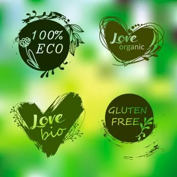 Set of logos, icons, design elements. Natural food, organic food, veggie food Stock Illustration