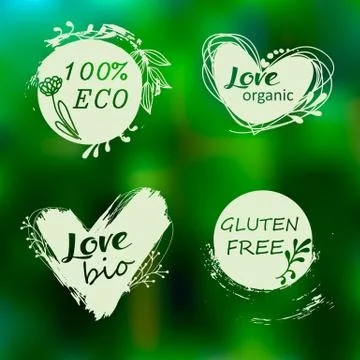 Set of logos, icons, design elements. Natural food, organic food, veggie food Illustrazione stock