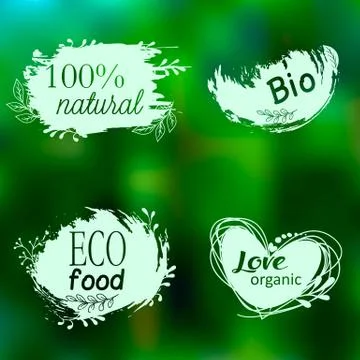 Set of logos, icons, design elements. Natural food, organic food, veggie food Stock Illustration