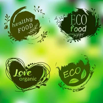 Set of logos, icons, design elements. Natural food, organic food, veggie food Stockillustratie