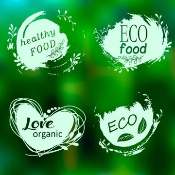 Set of logos, icons, design elements. Natural food, organic food, veggie food Stock Illustration