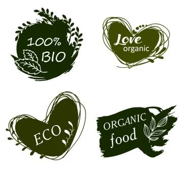 Set of logos, icons, design elements. Natural food, organic food, veggie food Illustrazione stock