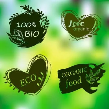 Set of logos, icons, design elements. Natural food, organic food, veggie food Stockillustratie
