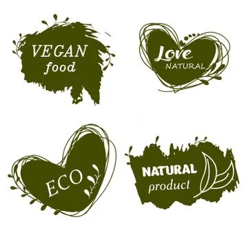 Set of logos, icons, design elements. Natural food, organic food, veggie food Stock Illustration