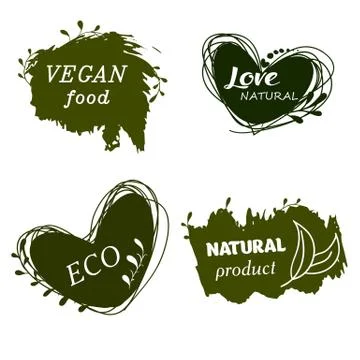 Set of logos, icons, design elements. Natural food, organic food, veggie food 스톡 일러스트