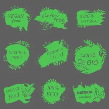 Set of logos, icons, design elements. Natural food, organic food, veggie food Stockillustratie