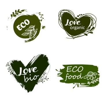 Set of logos, icons, design elements. Natural food, organic food, veggie food Stock Illustration