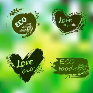 Set of logos, icons, design elements. Natural food, organic food, veggie food Stock Illustration
