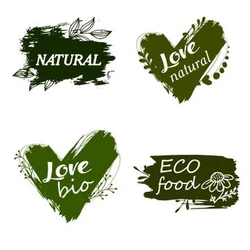 Set of logos, icons, design elements. Natural food, organic food, veggie food Stock Illustration