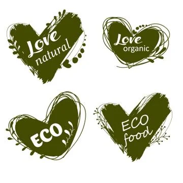 Set of logos, icons, design elements. Natural food, organic food, veggie food Stock Illustration