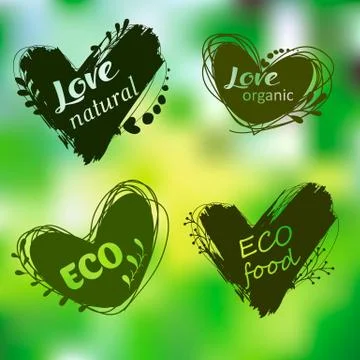 Set of logos, icons, design elements. Natural food, organic food, veggie food Stock Illustration