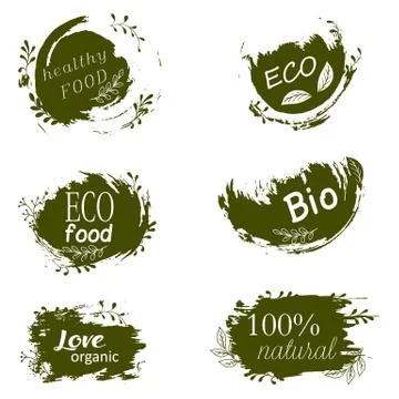 Set of logos, icons, design elements. Natural food, organic food, veggie food Stockillustratie