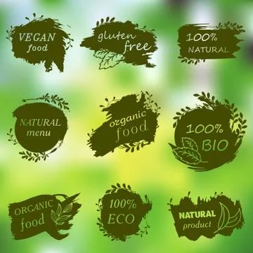 Set of logos, icons, design elements. Natural food, organic food, veggie food Illustrazione stock