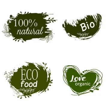 Set of logos, icons, design elements. Natural food, organic food, veggie food Illustrazione stock