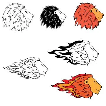 Set of logos with a lion's head Stock Illustration