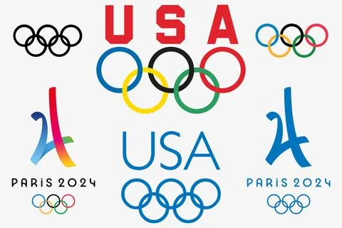 Set of logos Paris Olympics summer games logos. Stock Illustration