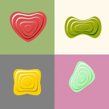 Set logos of plastic forms. Heart icon logo. Vector logo design template. イラスト素材