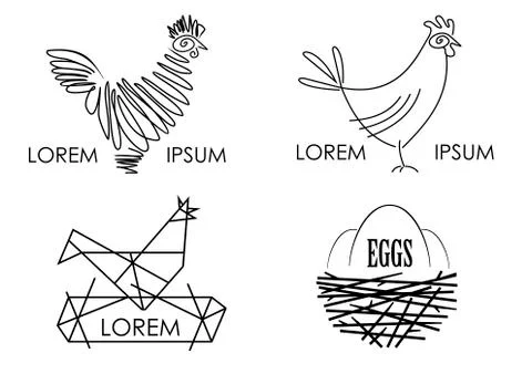 Set of logos of a poultry farm Stock Illustration