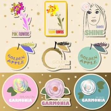A set of logos for shops, cosmetic Stock Illustration