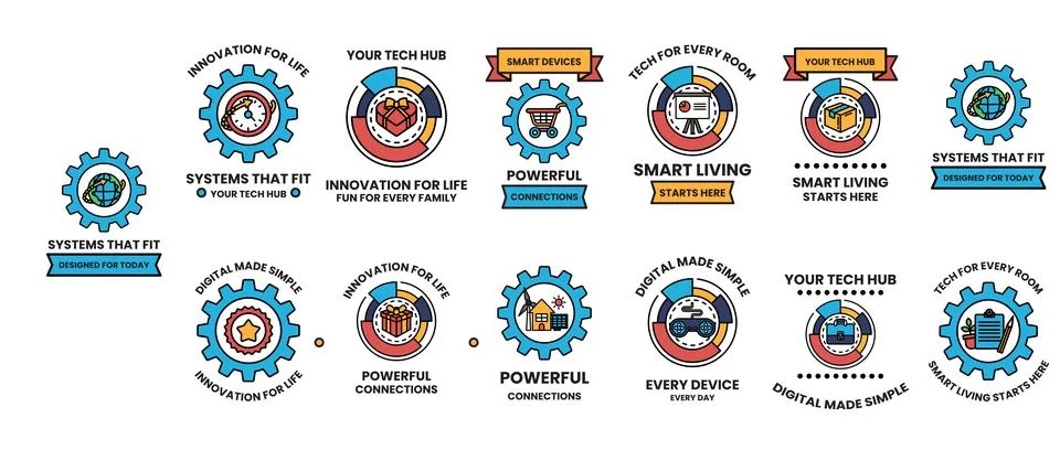 A set of logos for a tech hub Illustrazione stock