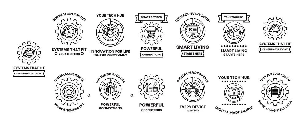 A set of logos for a tech hub Illustrazione stock