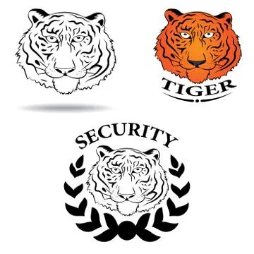 Set of logos with a tiger head Stock Illustration