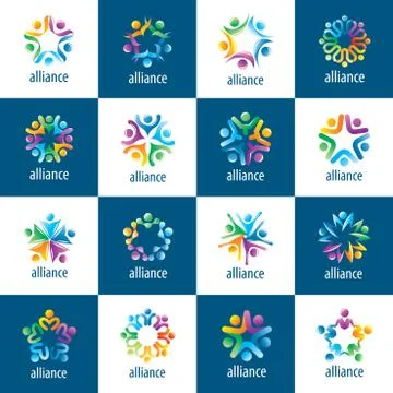 Set of logos union people Stock Illustration