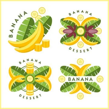 Set of logos with yellow bananas Stock Illustration