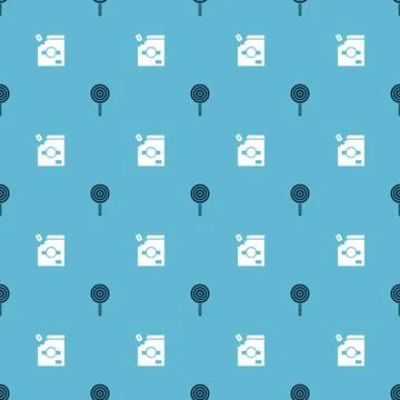 Set Lollipop and Candy packaging for sweets on seamless pattern. Vector Stock Illustration