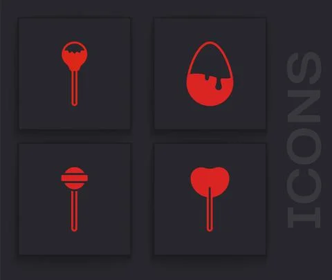 Set Lollipop, , Chocolate egg and icon. Vector Stock Illustration