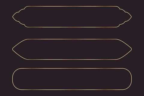 Set long frame thin line gold border shiny panel empty interface fantasy game Stockillustratie
